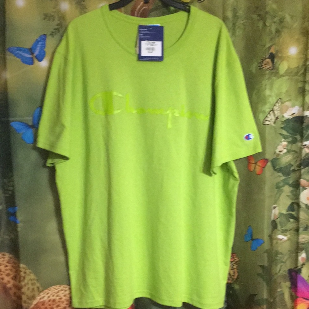 NWT champion mens neon green tshirt size XL